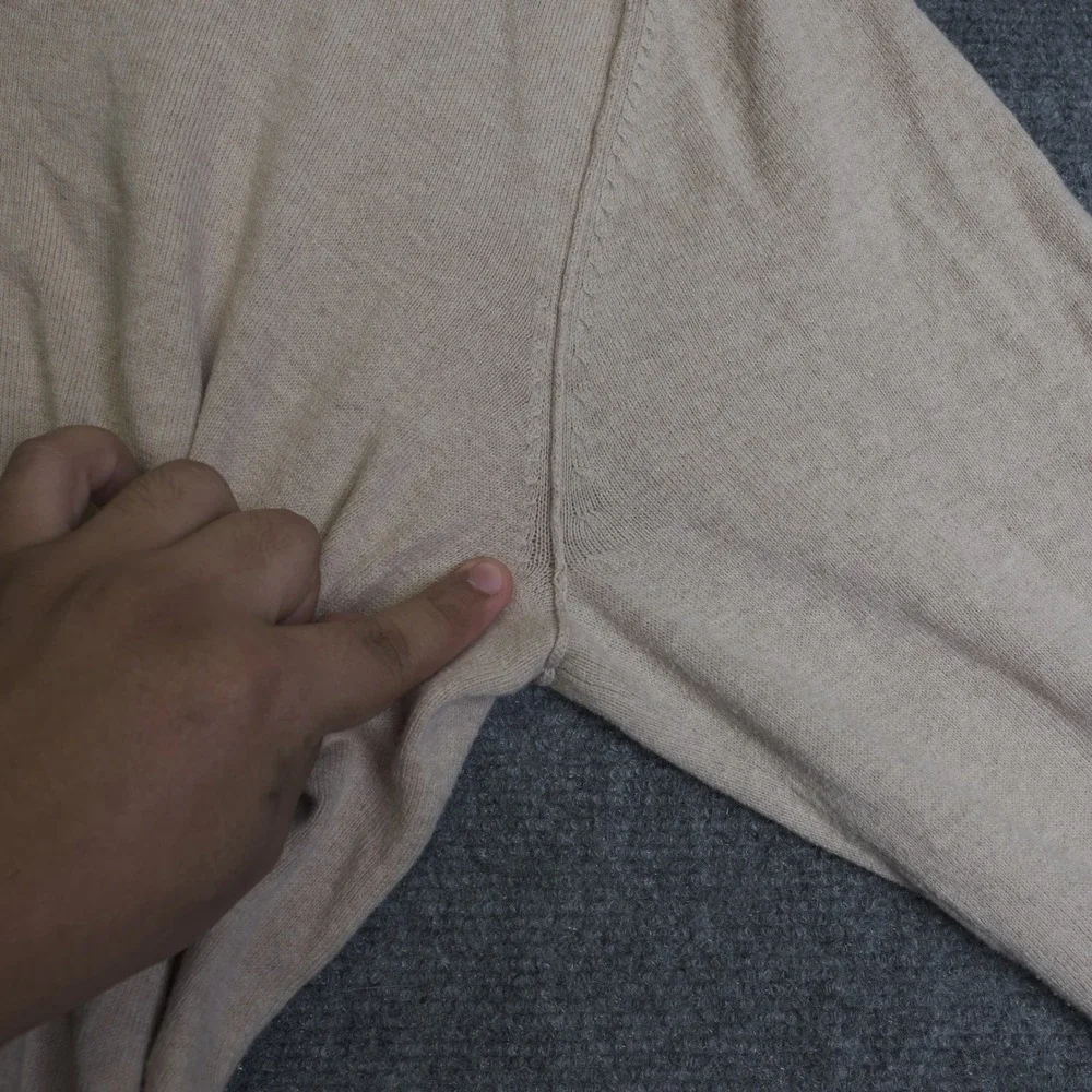 Gap V Neck Sweater Mens Large Brown Cotton Cashmere Blend Long Sleeve Pullover
